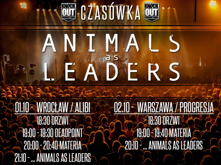 Czasówka koncertów Animals As Leaders. Deadpoint dołącza do składu we Wrocławiu