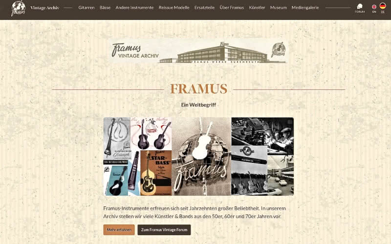 Nowa strona internetowa Framus Vintage