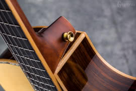 Boki instrumentu wykonano z orzecha, natomiast gryf z mahoniu, a całość uzupełniono klonowym bindingiem.