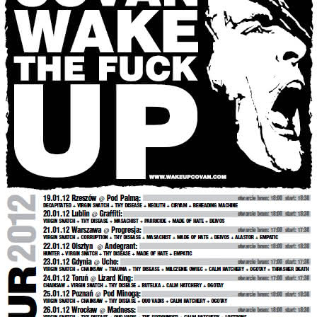 Pełny skład charytatywnej trasy Covan Wake The Fuck Up Tour 2012